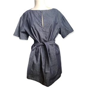 THEORY BELTED SHIFT DRESS NAVY CLASSIC JEAN SIZE 12 MSRP$325